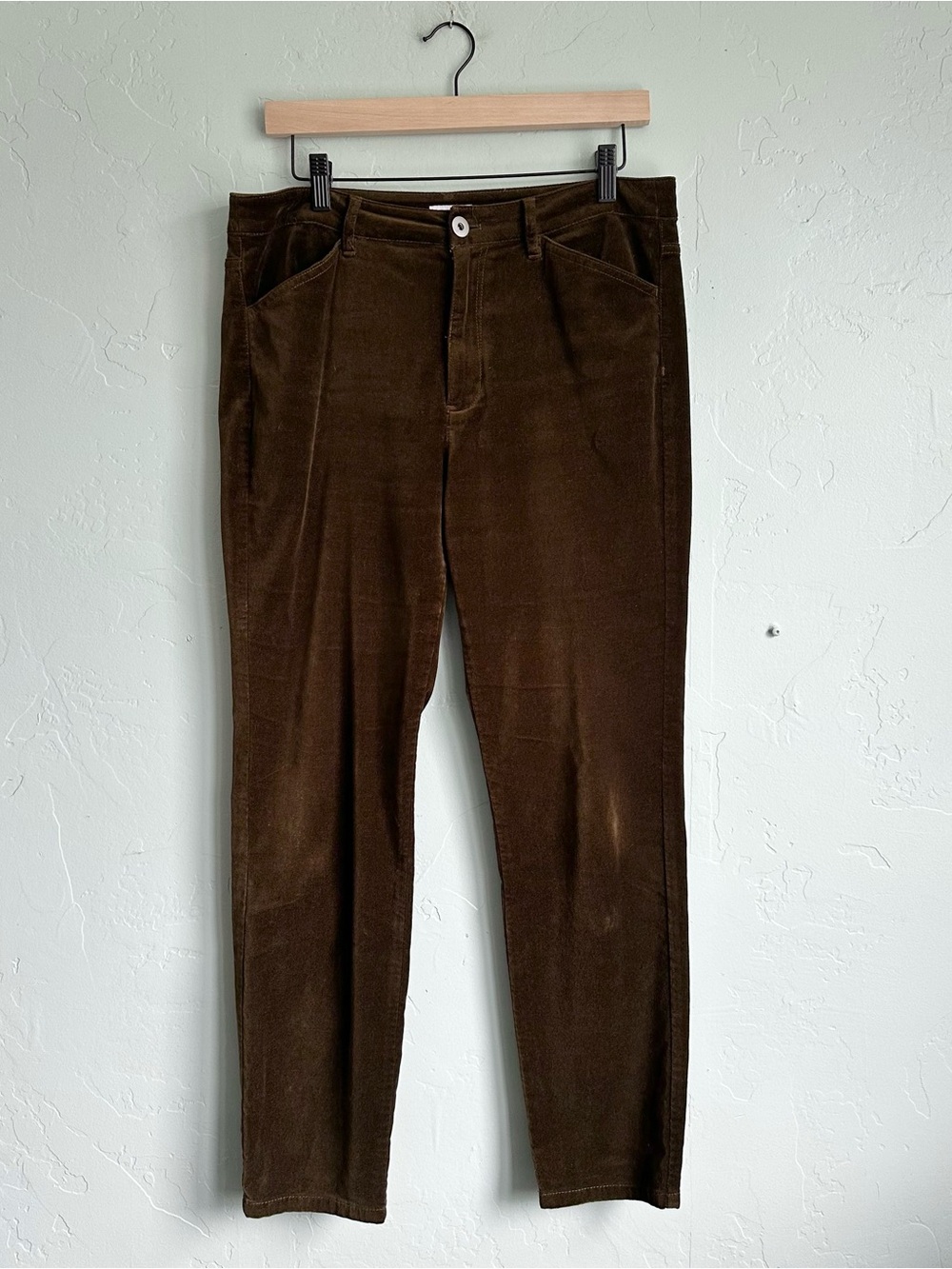 J. Jill Brown Slim Straight Velveteen Stretch Pants Women's 10 EUC Preppy Fall